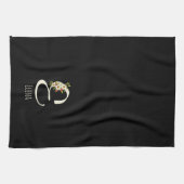 Serviette de cuisine noire monogramme Cadeau de pe (Horizontal)