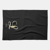 Serviette de cuisine noire monogramme Cadeau de pe (Horizontal)