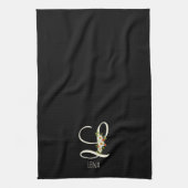 Serviette de cuisine noire monogramme Cadeau de pe (Vertical)