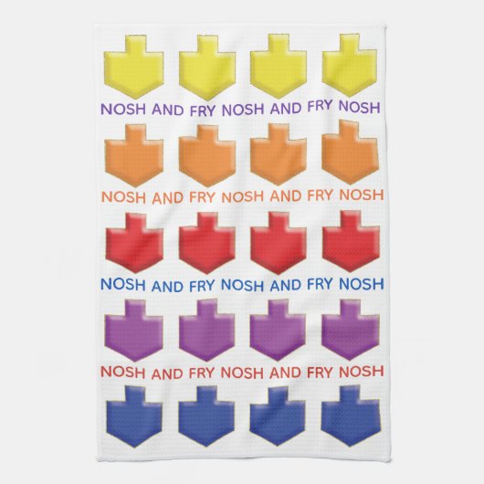 Serviette de cuisine "Nosh & Fry 3D Dreidels" (Vertical)