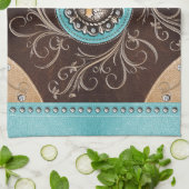 Serviette de cuisine occidentale turquoise (Plié)