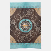 Serviette de cuisine occidentale turquoise (Vertical)