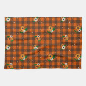 Serviette de cuisine Orange Checker Fleur (Horizontal)