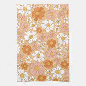 Serviette de cuisine orange et blanche Floral (Vertical)