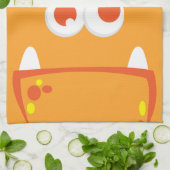 Serviette de cuisine Orange Monster Face (Plié)