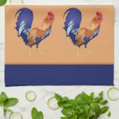 Serviette de cuisine orange motif de coq (Plié)