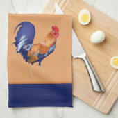 Serviette de cuisine orange motif de coq (Quart Plié)