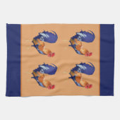 Serviette de cuisine orange motif de coq (Horizontal)