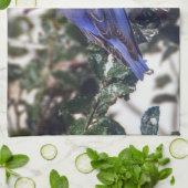 Serviette de cuisine orientale d'oiseau bleu (Plié)