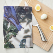 Serviette de cuisine orientale d'oiseau bleu (Quart Plié)