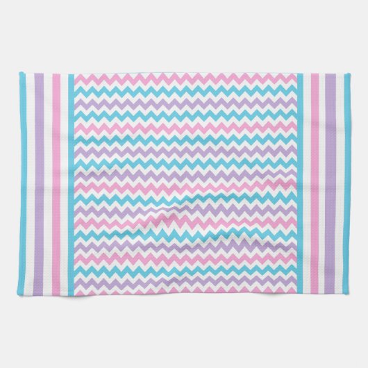 Serviette de cuisine ou de thé, Chevrons Multicolo (Horizontal)