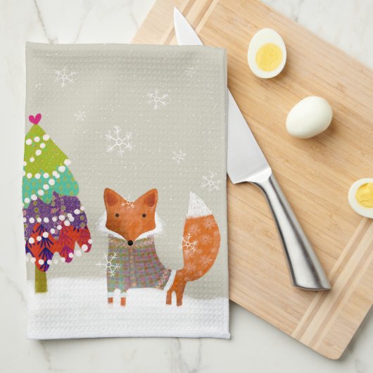 Serviette de cuisine Ours et Fox (Quart Plié)