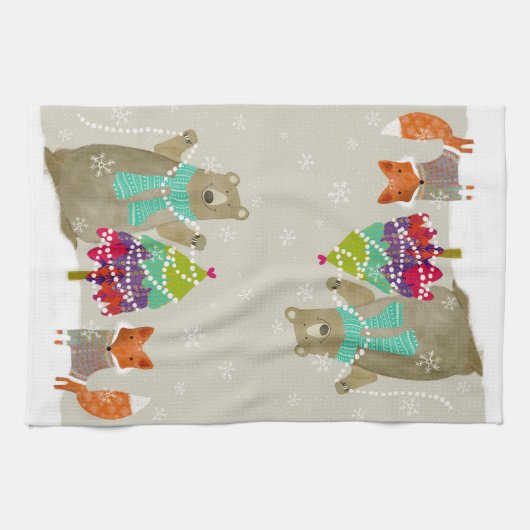 Serviette de cuisine Ours et Fox (Horizontal)