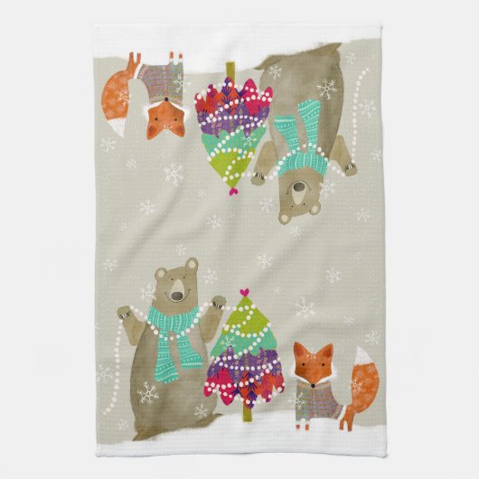 Serviette de cuisine Ours et Fox (Vertical)