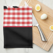 Serviette de cuisine-Ours Rouge Plaid (Quart Plié)
