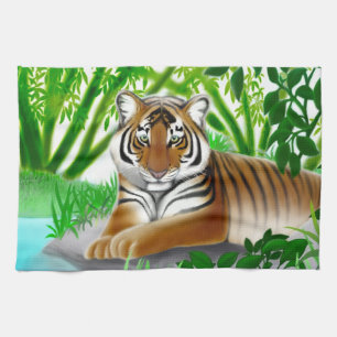 Serviette de cuisine paisible de tigre de jungle