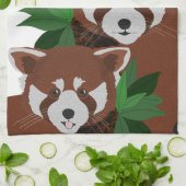 Serviette de cuisine Panda Rouge (Plié)
