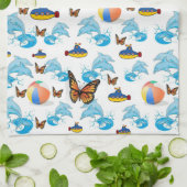 Serviette de cuisine papillon dauphins (Plié)
