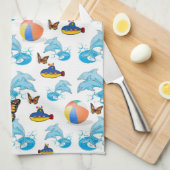 Serviette de cuisine papillon dauphins (Quart Plié)