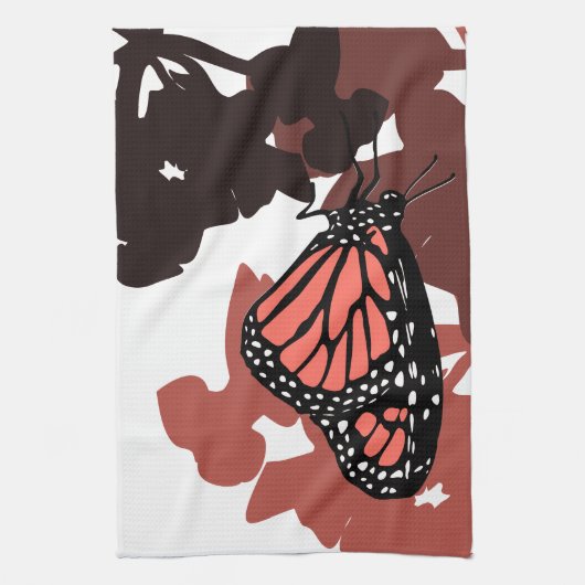 Serviette de cuisine - Papillon Monarque de couleu (Vertical)