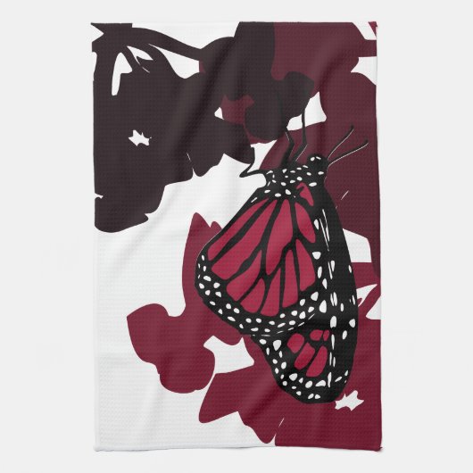 Serviette de cuisine - Papillon rouge monarque Jes (Vertical)