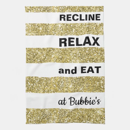 Serviette de cuisine Pâque/Or, "Mange AT..." (Vertical)