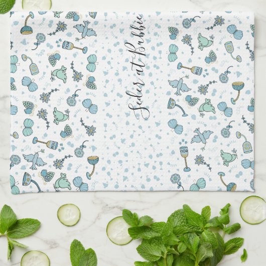 Serviette de cuisine Pâque Seder Whimsical Table (Plié)