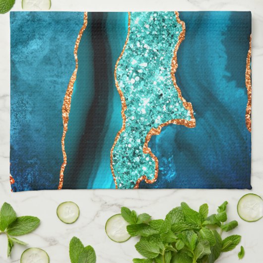 Serviette de cuisine Parties scintillant en or ble (Plié)