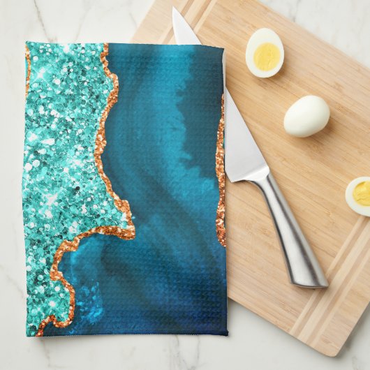 Serviette de cuisine Parties scintillant en or ble (Quart Plié)