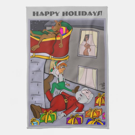 Serviette de cuisine père Noël Accident (Vertical)
