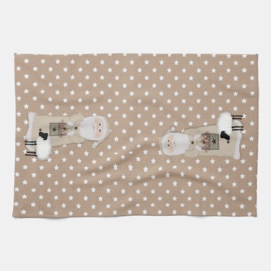 Serviette de cuisine Père Noël primitive (Horizontal)