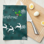 Serviette de cuisine Père Noël turquoise pour cout (Quart Plié)