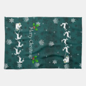 Serviette de cuisine Père Noël turquoise pour cout (Horizontal)