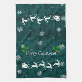 Serviette de cuisine Père Noël turquoise pour cout (Vertical)