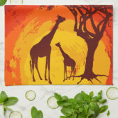 Serviette de cuisine personnalisée Africain Safari (Plié)