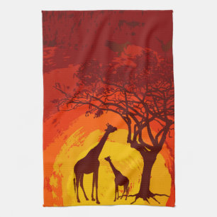 Serviette de cuisine personnalisée Africain Safari