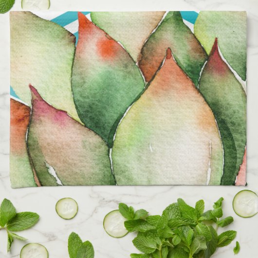 Serviette de cuisine personnalisée Boho Cactus Suc (Plié)