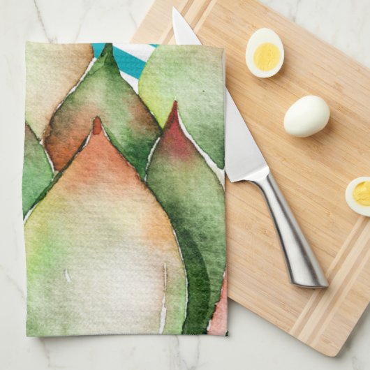 Serviette de cuisine personnalisée Boho Cactus Suc (Quart Plié)