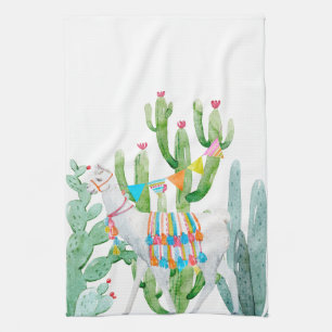 Serviette de cuisine personnalisée Boho Llama Bohe
