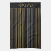Serviette de cuisine personnalisée en bande noire (Vertical)