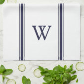 Serviette de cuisine personnalisée Monogramme Navy (Plié)