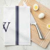 Serviette de cuisine personnalisée Monogramme Navy (Quart Plié)