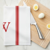 Serviette de cuisine personnalisée Monogramme Red  (Quart Plié)