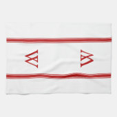 Serviette de cuisine personnalisée Monogramme Red  (Horizontal)
