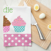 Serviette de cuisine personnalisée Polka Dot Cupca (Quart Plié)