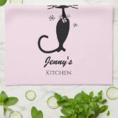 Serviette de cuisine personnalisée Retro Atomic Bl (Plié)