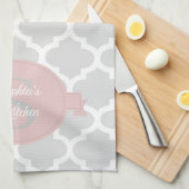 Serviette de cuisine personnalisée rose Quatrefoil (Quart Plié)