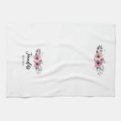 Serviette de cuisine personnalisée Rose rose Flora (Horizontal)