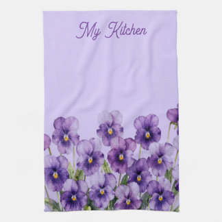 Serviette de cuisine personnalisée Violettes sur L