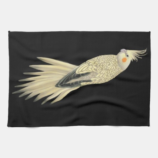Serviette de cuisine pie de perroquet de Cockatiel (Horizontal)